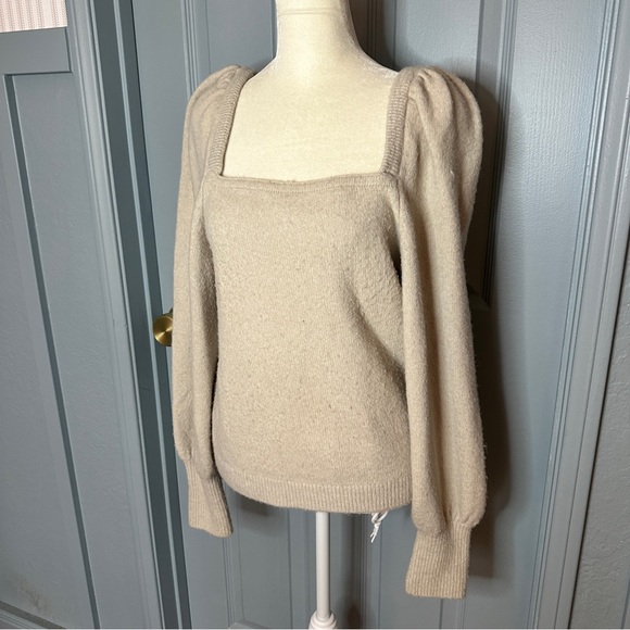 H&M Women's Cream Puff Sleeve Sweater - Picture 3 of 8